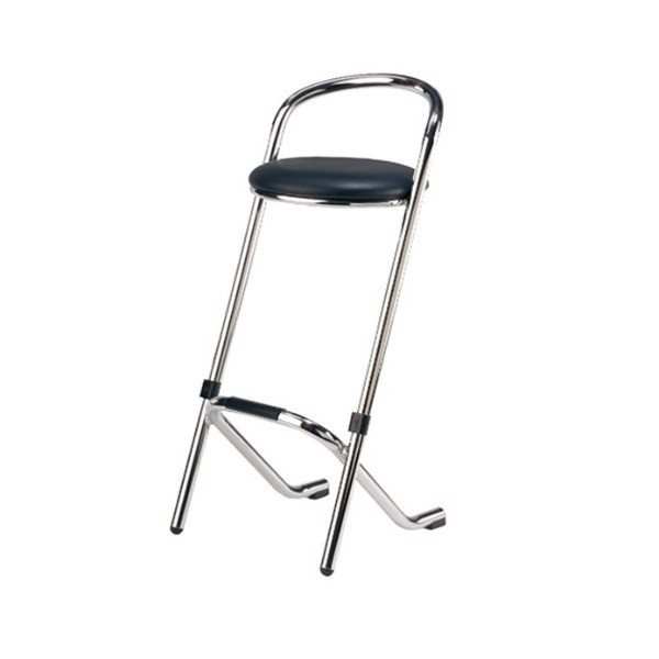 Barkruk Chroom stapelbaar met zwarte zitting