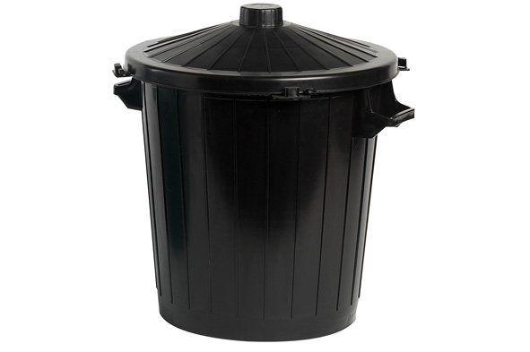Afvalbak 80 liter met deksel zwart