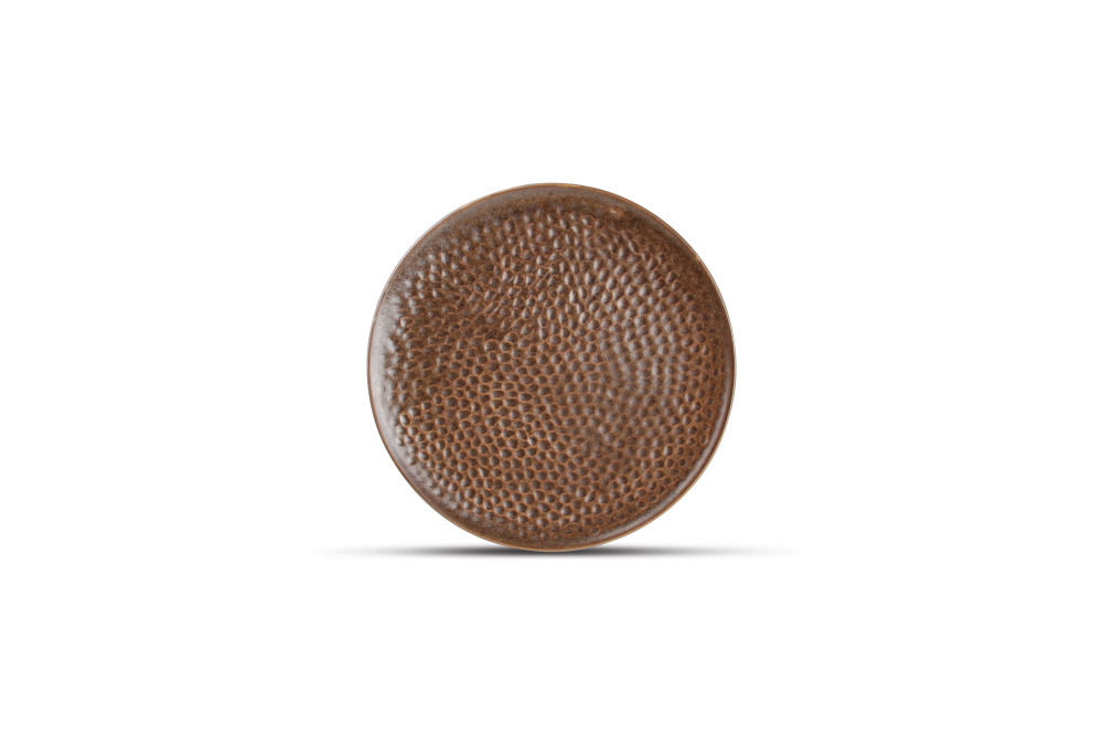 Plat bord 15cm gehamerd copper brass
