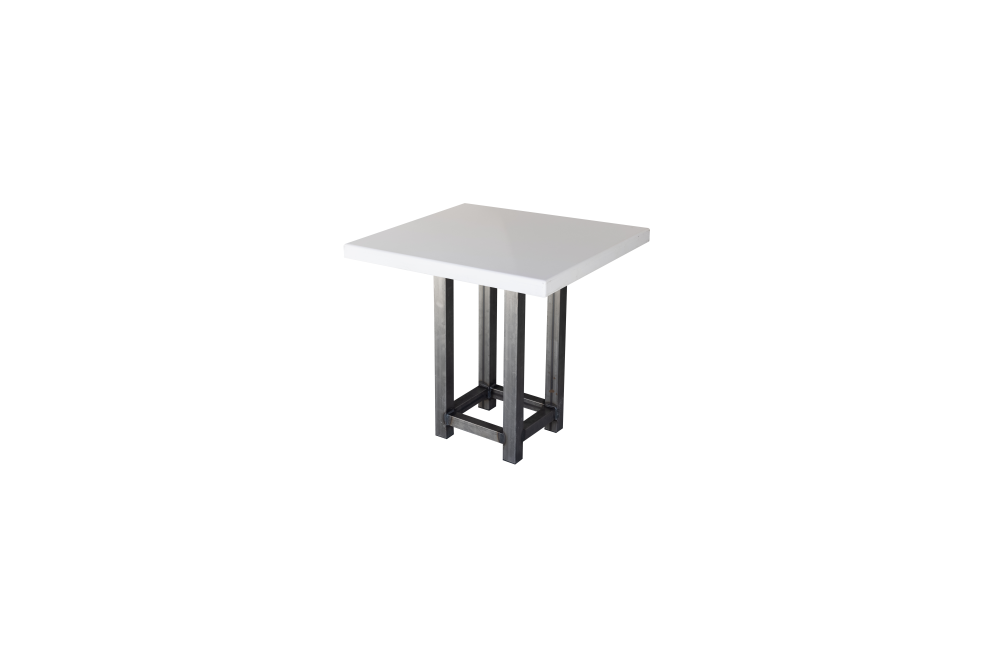 Tafel easy white&steel 80x80 cm